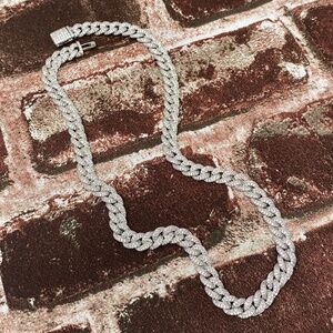 Iced Out White Gold Plated Cuban Link Hip Hop Necklace 22" 9MM
